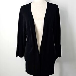 Basic Editions Classic Open‎ Front Black Sweater w Bell Sleeves Plus Size